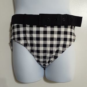 Gabifresh Gingham Swimsuits For All Gingham Belted Swim Bottoms 18 Black NWT